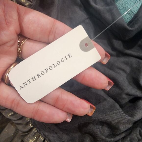 Anthropologie Metallic Pleated Strapless Crop Top NWT - Picture 7 of 8